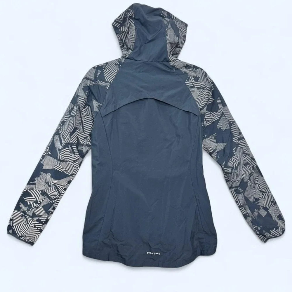 Nike Hooded Windrunner‎ Reflective Running Jacket Blue Geo Print Sz S Gorpcore